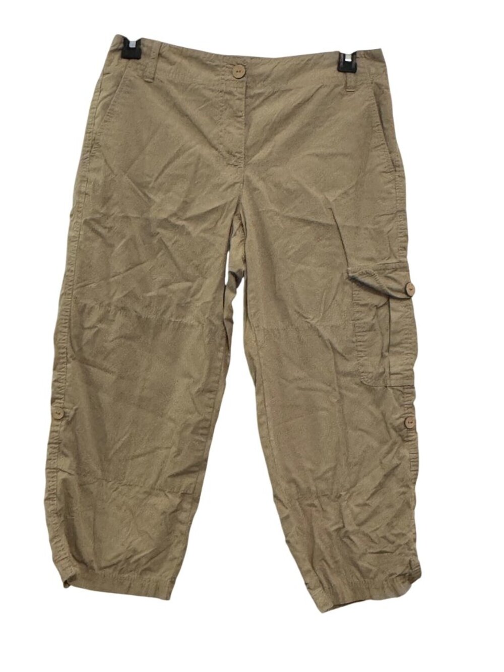 Liz Claiborne Womens Khaki Cargo Capris Size 10 100% Cotton  Pants